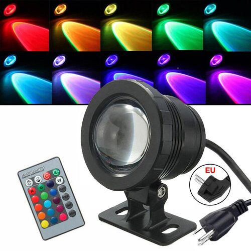 户外喷泉池射灯AC 85~265V RGB 遥控黑色银色带插头水池灯喷泉灯
