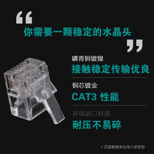 纯铜电话水晶头2芯座机线4P4C6P2C4C6C听筒四芯线连接器RJ9 11 12