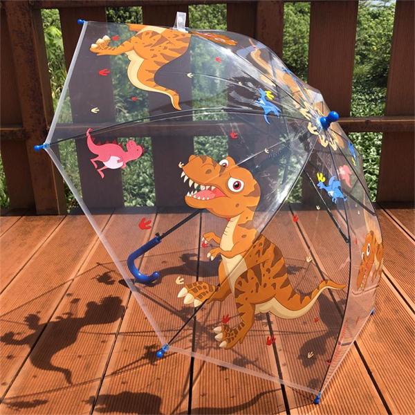 透明儿童雨伞自动长柄小猪卡通工程车男女恐龙小孩幼儿园公主小伞