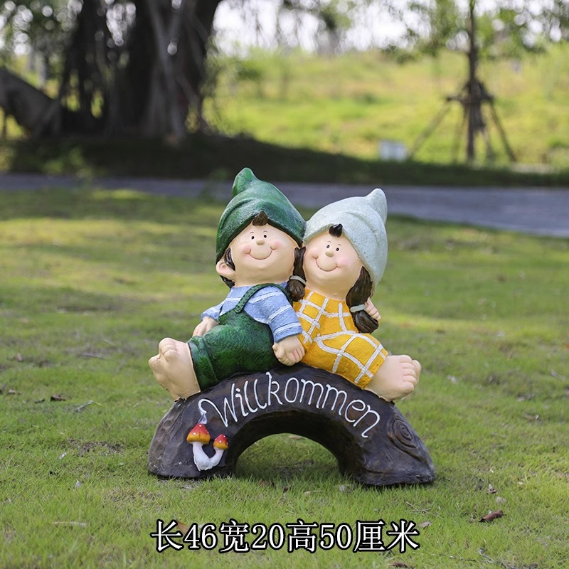 花园小摆件户外庭院装饰卡通人物娃娃花盆幼儿园草坪景观造景布置