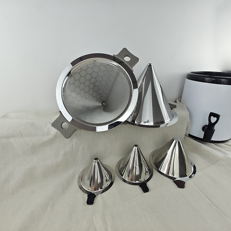 一点七不锈钢奶茶桶双耳过滤网大号咖啡茶叶超细密锥形漏斗奶茶店