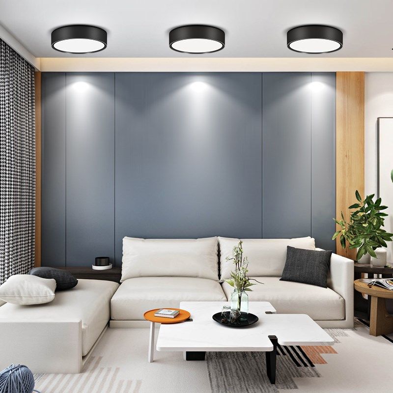 明装筒灯走廊过道灯射灯超薄圆形免开孔入户玄关天花led小吸顶灯,家装灯饰光源,明装筒灯,淘宝优惠券,粉丝福利购,淘宝优惠卷