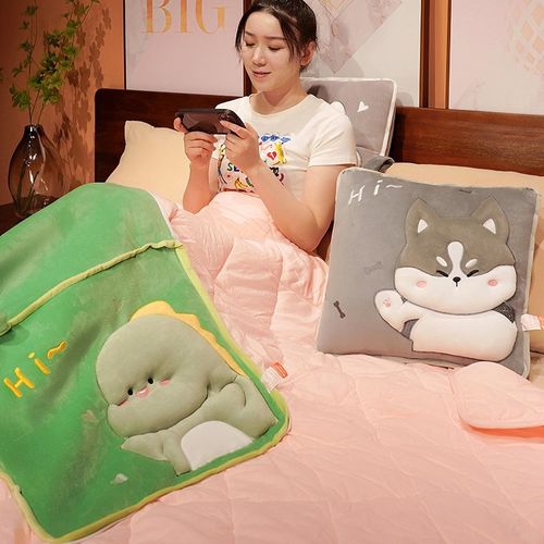 卡通车载抱枕被子两用办公室午睡枕头毯子二合一车用折叠靠枕加厚