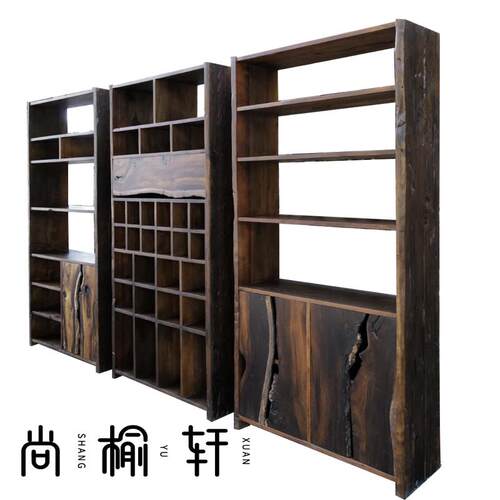 全实木博古架中古茶叶架茶室置物架侘寂风家具展示柜收纳柜茶杯架