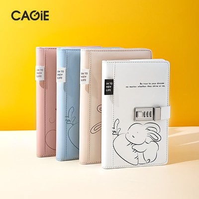 卡杰密码本A5笔记本子高颜值带锁日记本小清新插页整芯可换活页本