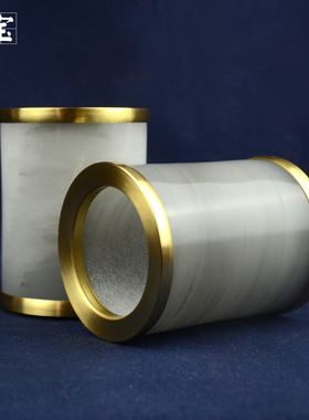 天然玉石笔筒金扣笔筒装饰摆件客厅书房办公室小花瓶装饰送礼佳品