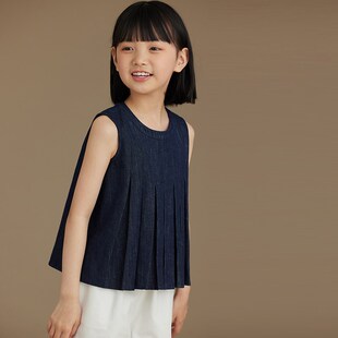 女童牛仔套装夏装新款2024儿童直筒复古窄版阔腿裤无袖背心两件套