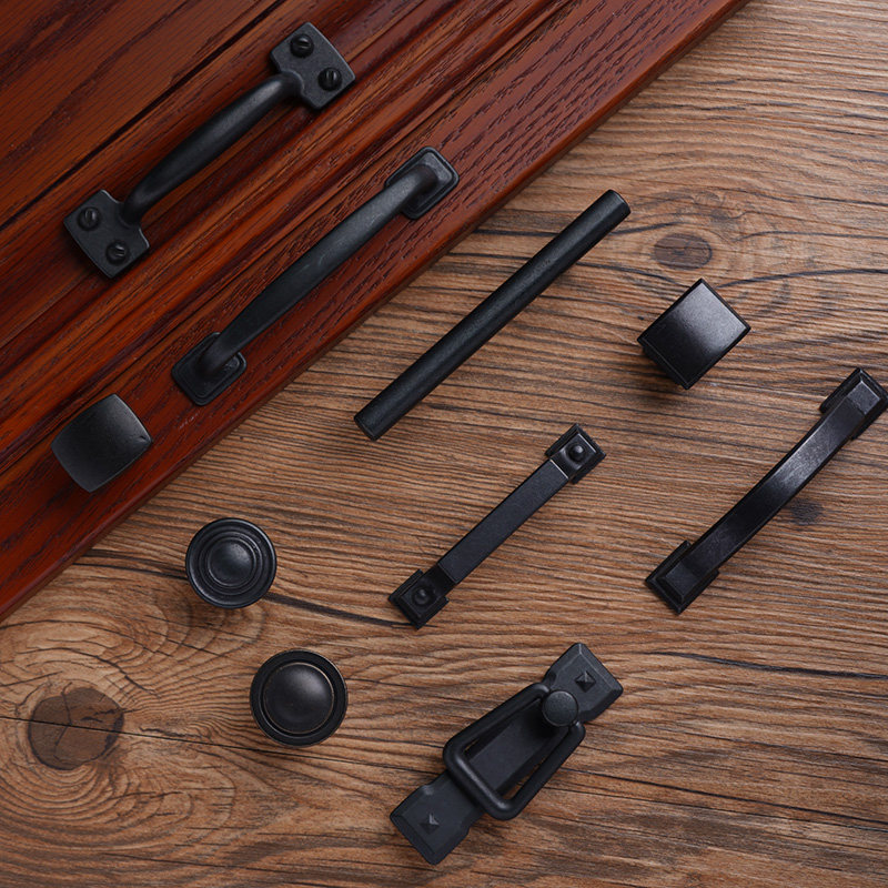 花和小城拉手 美式乡村复古铁黑色实木衣柜门橱柜抽屉拉手柜把手