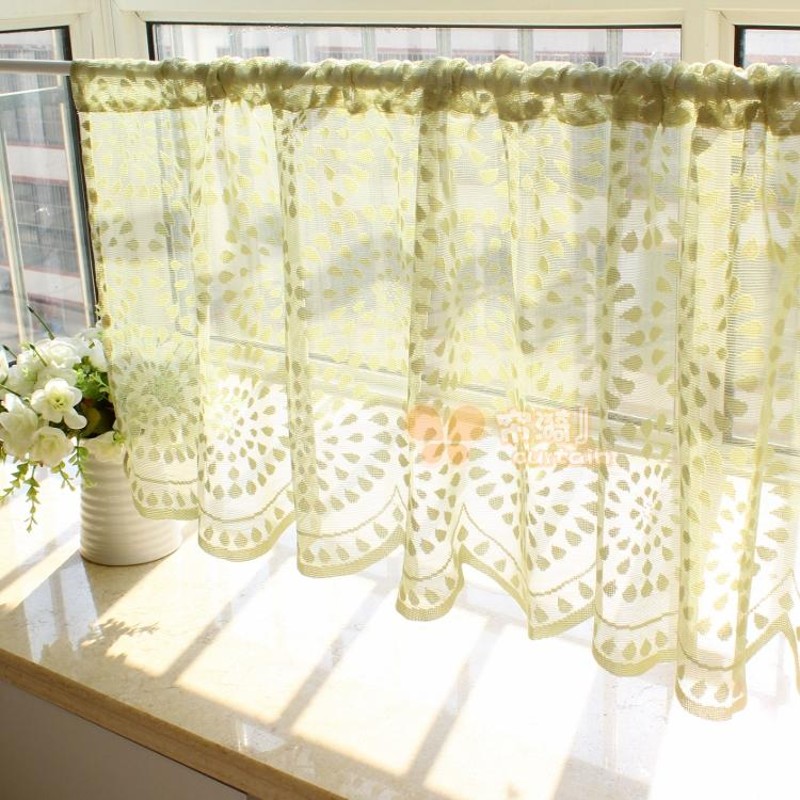 简约清新网纱咖啡帘半帘隔断帘镂空蕾丝短帘橱柜窗帘厨房帘小窗户
