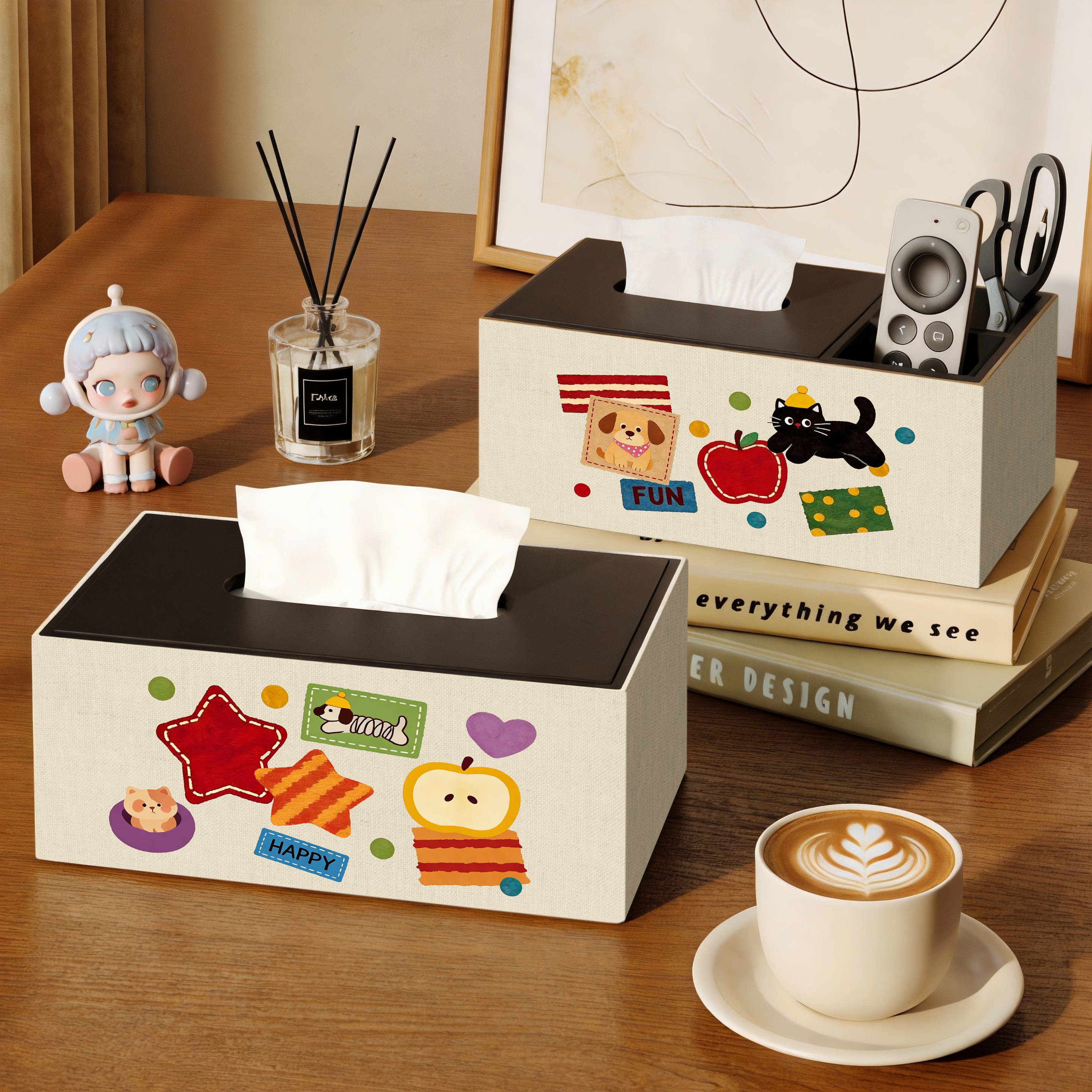 卡通可爱纸巾盒2026新款皮革抽纸盒客厅茶几卧室高档轻奢分格收纳,收纳整理,纸巾盒,淘宝优惠券,粉丝福利购,淘宝优惠卷