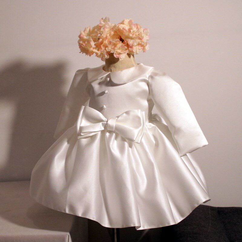 儿童礼服日常公主裙女童舞台生日宴会礼服秋冬一周岁长袖花童婚纱