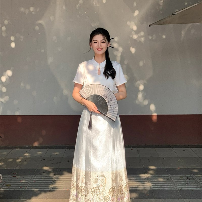 无衣饮羽【夏梦】妆花螺钿幻彩纱汉服马面裙女2024新款夏季薄款