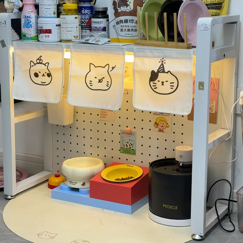 猫砂盆上方置物架柜小猫食堂宠物用品狗粮罐头阳台铁艺多层收纳架