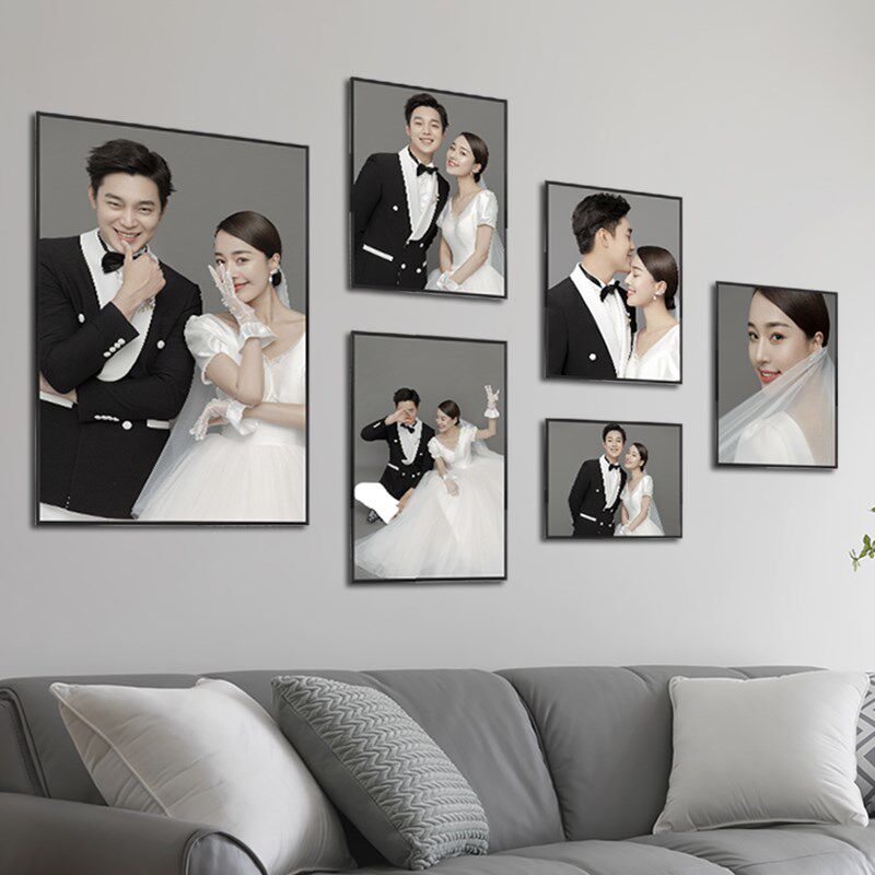 婚纱照diy定制挂墙照片墙组合结婚照加打印做成相框高级感全家福