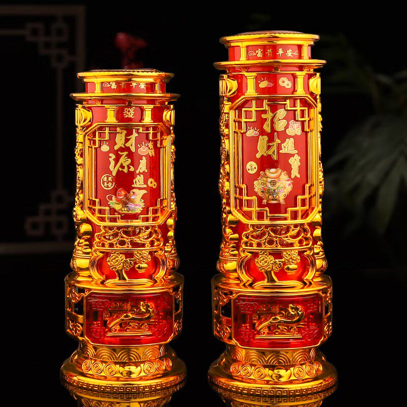 缘源水晶蜡烛无烟家用玻璃杯防风 搬家乔迁入宅红蜡烛财神供灯7天