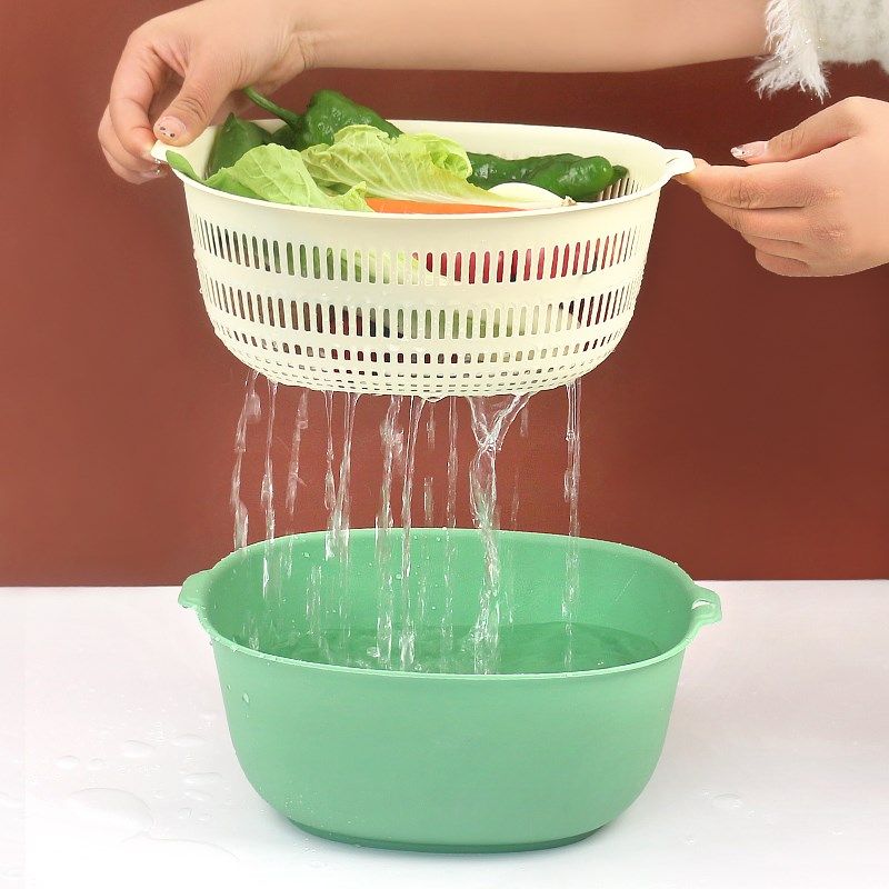 厨房洗菜盆双层沥水筛客厅加厚圆形水果盘塑料多用淘菜篮子4件套,餐饮具,洗菜盆/沥水篮/漏水筛,淘宝优惠券,粉丝福利购,淘宝优惠卷