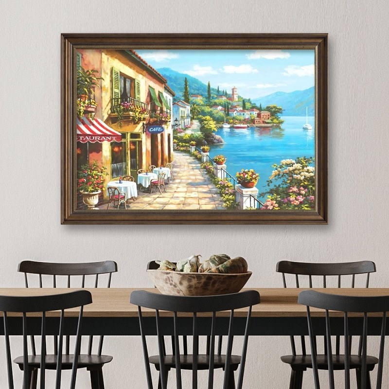 油画玄关装饰画欧式挂画饭厅风景壁画美式卧室背景墙画仿客厅定做