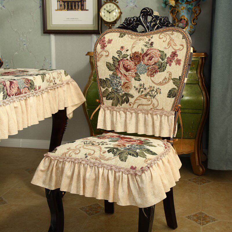 欧式餐椅套罩美式椅子坐垫四季家用皮凳子垫防滑餐桌布桌旗椅垫子