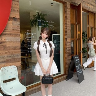 学妹你好 越韩小鱼 甜美少女学院风初恋小白裙蓬蓬裙连衣裙