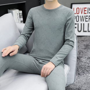 阳离子衬衣衬裤 德绒保暖内衣男时尚 套装 雕花秋衣秋裤 防寒衣服 数码