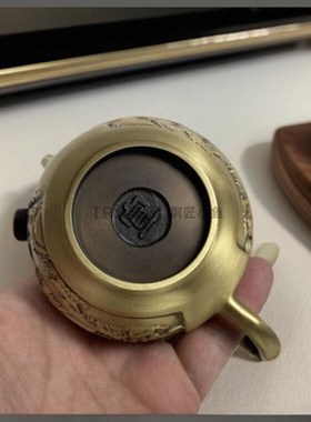 高品质全黄铜山水壶套装七件套茶具全套纯铜茶壶泡茶茶杯创意酒壶