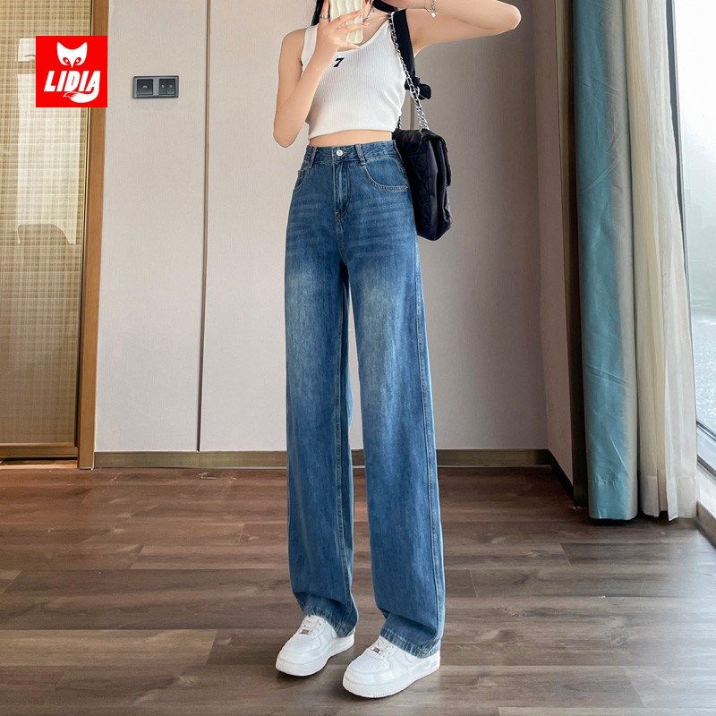 复古蓝窄版阔腿牛仔裤女夏季薄款2024年新款高腰宽松显瘦直筒裤子,女装/女士精品,牛仔裤,淘宝优惠券,粉丝福利购,淘宝优惠卷
