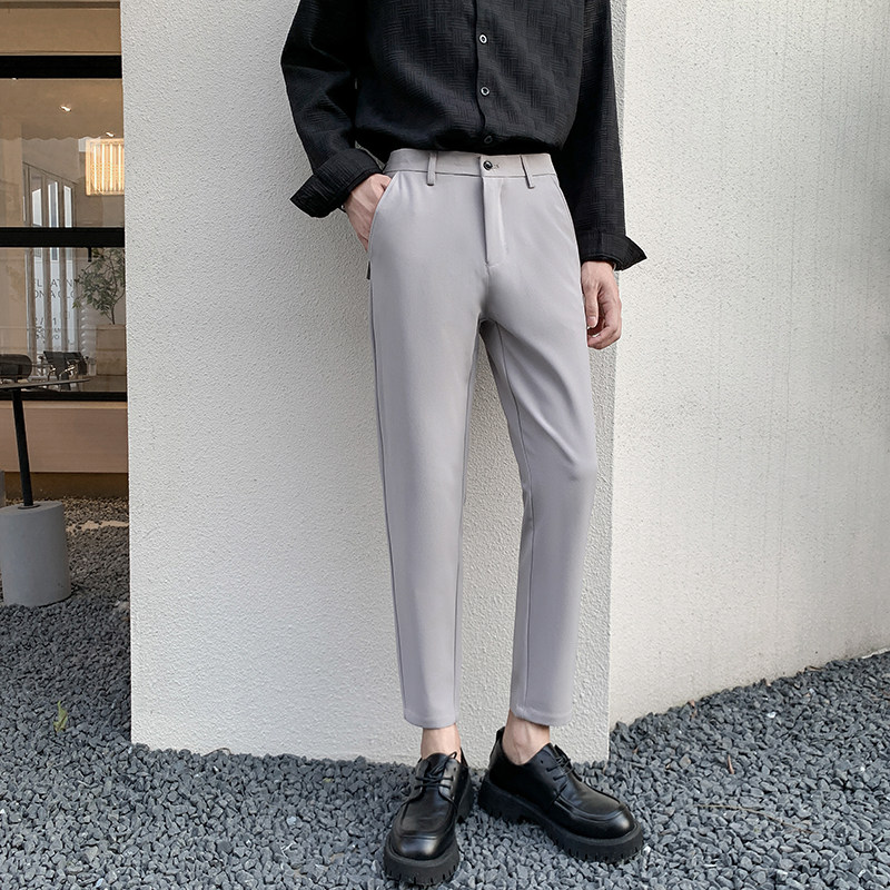 秋夏高弹力西裤男士休闲长裤子男坠感修身直筒商务男九分裤子,男装,西裤,淘宝优惠券,粉丝福利购,淘宝优惠卷
