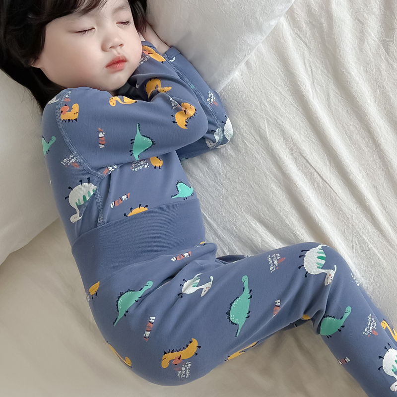 宝宝秋衣卫生裤套装纯棉婴儿童发热衣高腰护肚秋冬厚款男女童睡衣