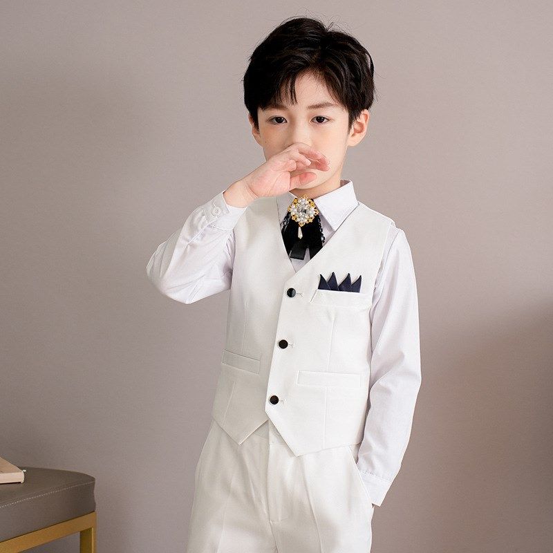 男童西装马甲套装英伦风春秋儿童小主持人礼服男孩走秀钢琴演出服