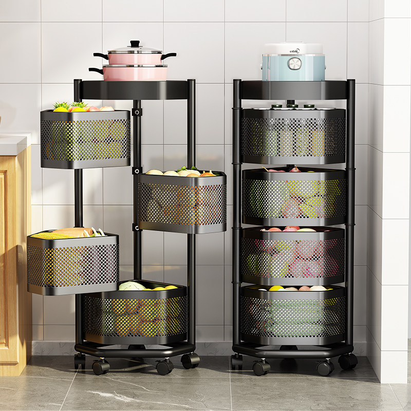 厨房转角置物架落地多层可旋转放蔬菜水果菜篮子三角多功能收纳架
