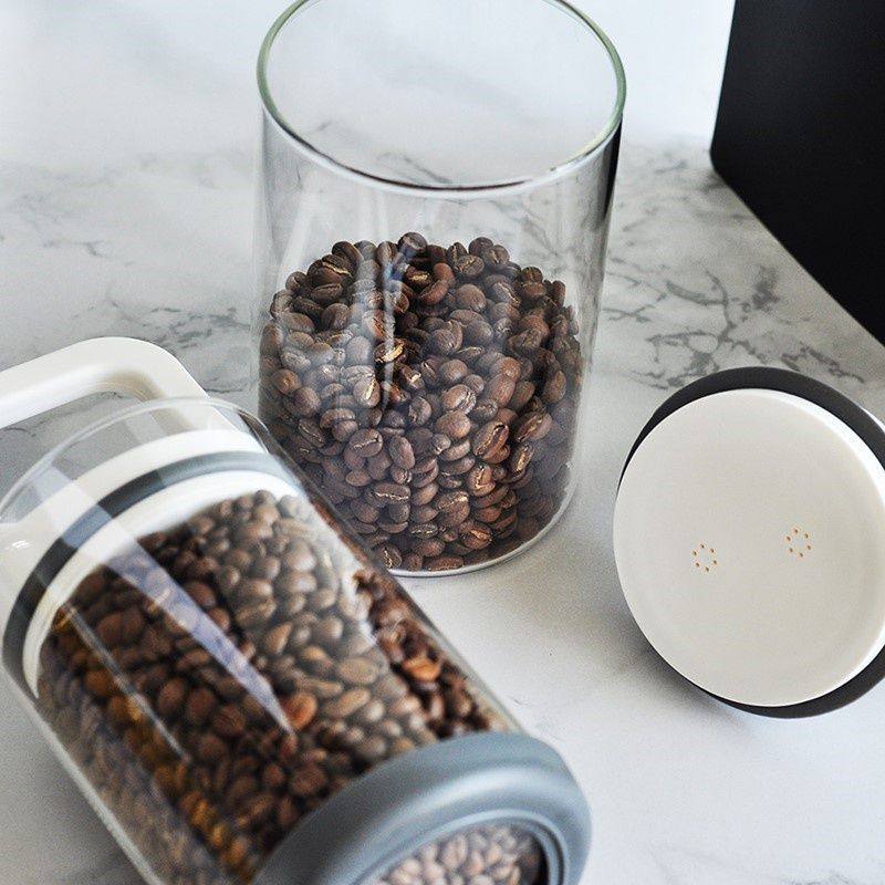 抽真空密封罐咖啡豆保存罐高硼硅玻璃单向排气咖啡粉便携养豆储存