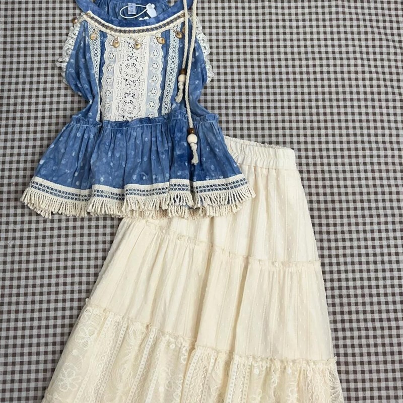 大理洱海拍照半身裙子女夏季异域云南度假风穿搭复古脚踝半裙套装