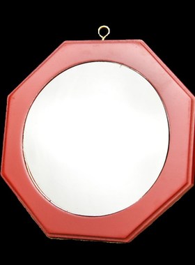 红色实木八卦镜凸镜凹镜小号大门挂件阳台凸面家用入户门窗户摆件