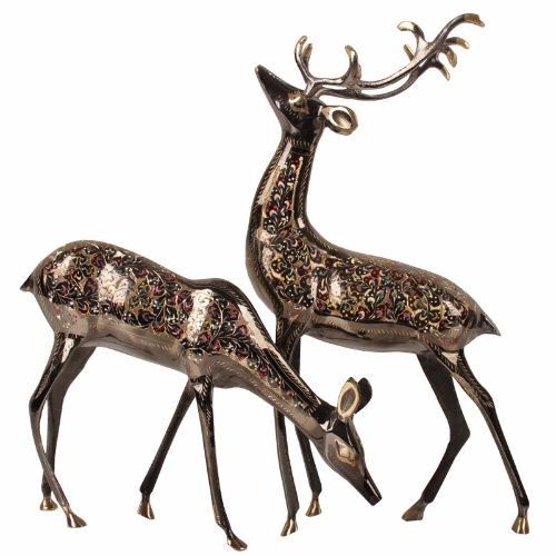 新疆工艺品巴基斯坦铜器梅花鹿摆件居家饭店装修欧式结婚礼物包邮