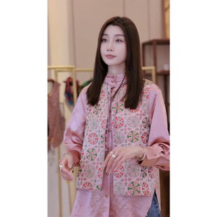 早春新款2024今年流行新中式中国风超好看显瘦衬衫马甲两件套装女