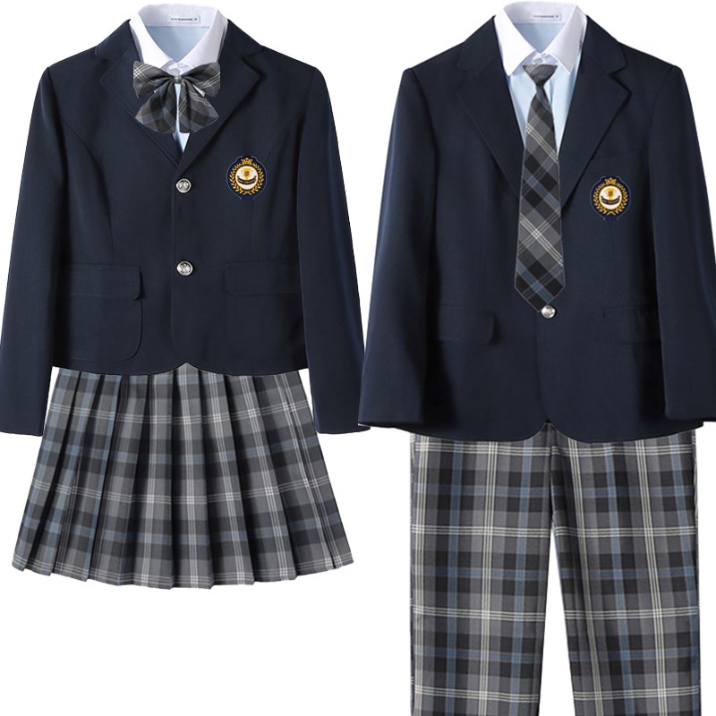 定做logo英伦学院小初高大学生男女情侣亲子西装套装校服班服礼服
