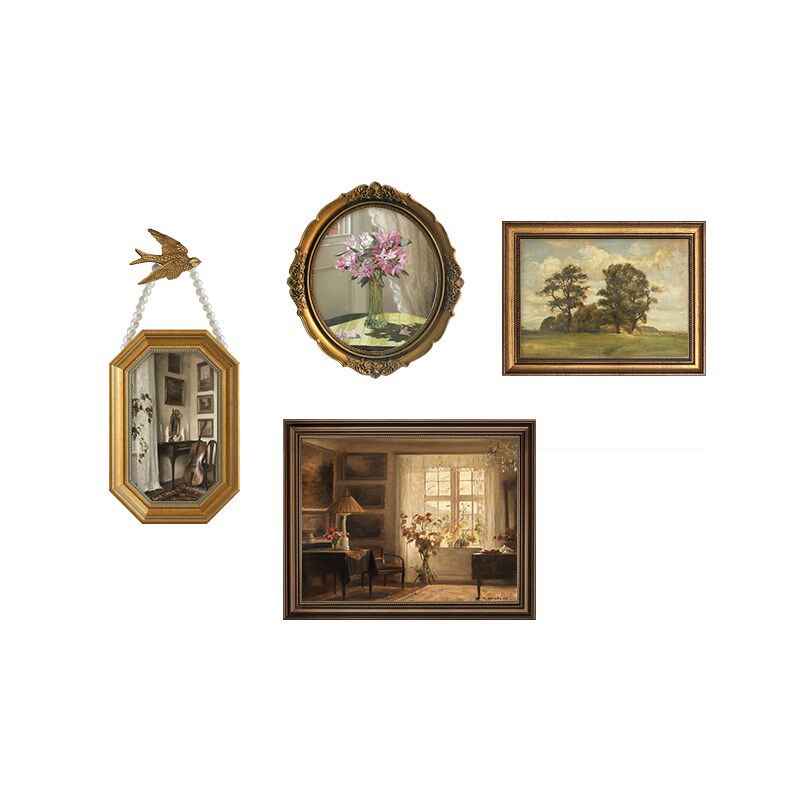 餐厅装饰画法式中古风美式挂画复古油画饭厅餐桌客厅组合艺术壁画