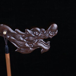 黑紫檀实木笔架新中式木制毛笔挂双龙复古毛笔架子笔挂架文房用品