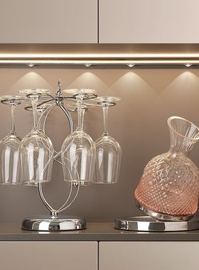 高档铁艺红酒杯架挂创意客厅摆件吊高脚杯架倒挂悬挂收纳架子家用