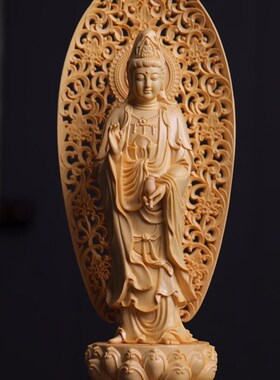 木雕东方西方三圣阿弥陀药师佛站像观音菩萨家居供奉镇宅摆件饰品