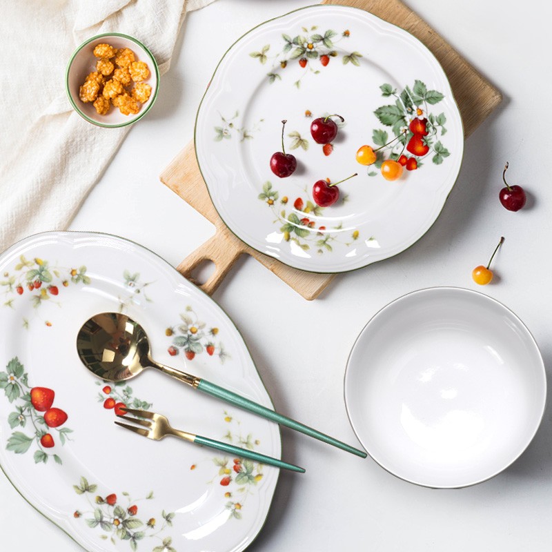 盘子碗碟套装家用欧式蝴蝶网红餐具汤碗创意北欧碗盘碗筷盘子组合