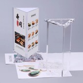 创意亚克力三面旋转台卡餐厅菜品点餐牌酒店会议三角透明桌牌台牌