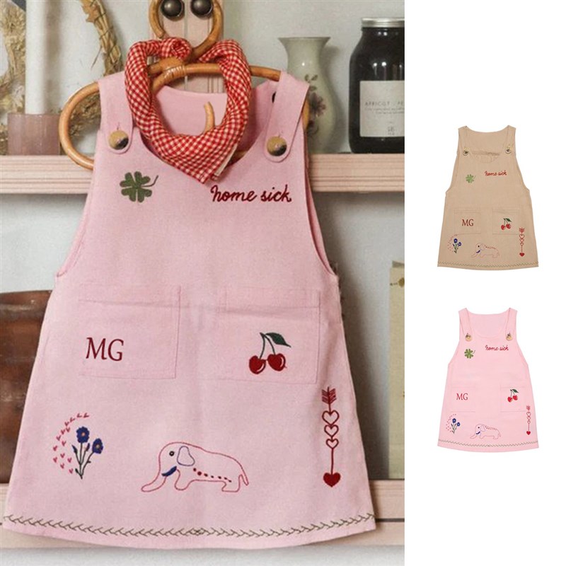 儿童背带裙2025春夏欧美新款可爱卡通图案背心裙女宝宝田园连衣裙