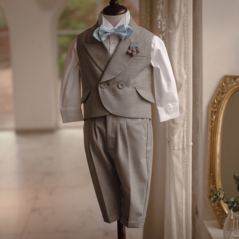 高端宝宝西服套装一周岁生日西装套装男童夏季花童婚礼小男孩礼服