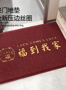 入户门地垫进门大门口玄关门垫2024新款红色防滑丝圈脚垫门外地毯