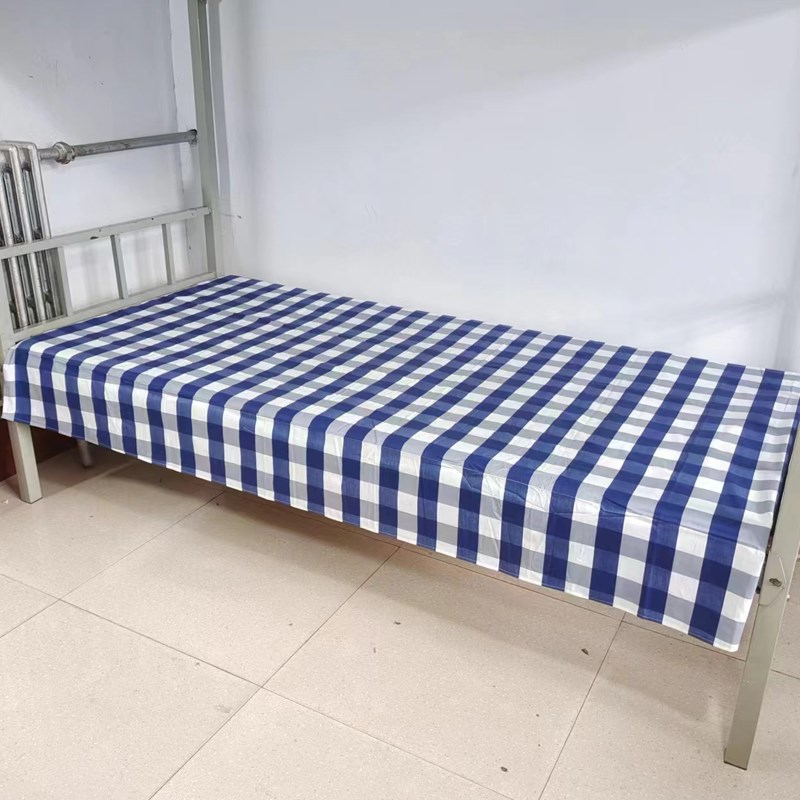 大学生宿舍三件套纯棉寝室单人被套枕套床上下铺单件新款蓝白格