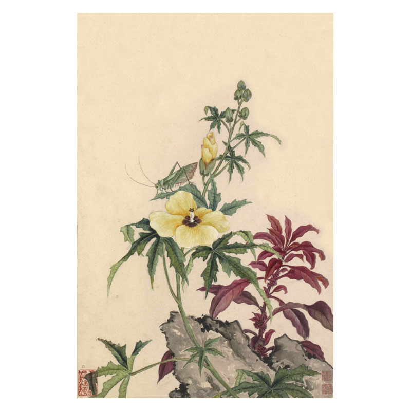 新中式装饰画蒋廷锡花卉虫草花鸟画挂画客厅沙发玄关画国画名人画