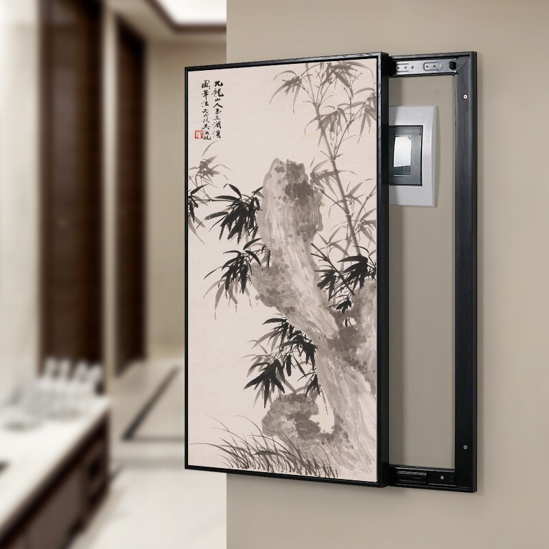 新中式电表箱加长大尺寸配电箱电闸挂画竖版装饰画弱电箱开关定做