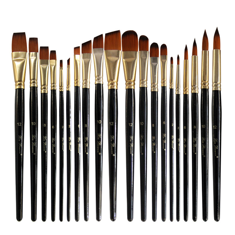 新款五支黑杆尼龙毛笔刷原木diy绘画水彩丙烯绘画笔套装 一件包邮