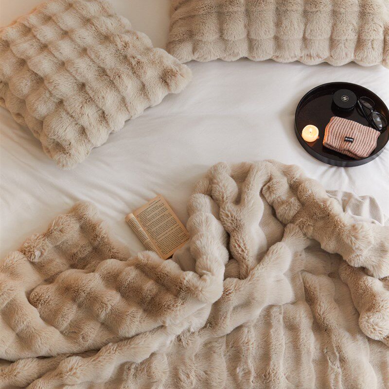 秋冬托斯卡纳长毛毯子保暖沙发毯反面兔毛绒单人休闲毯加厚高档